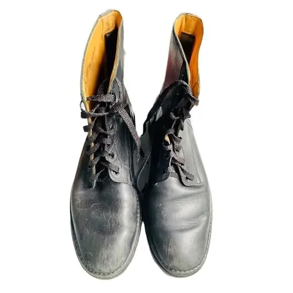 BALLY Rare Vintage Bally Black Leather Lace Up Combat Boots Size 7